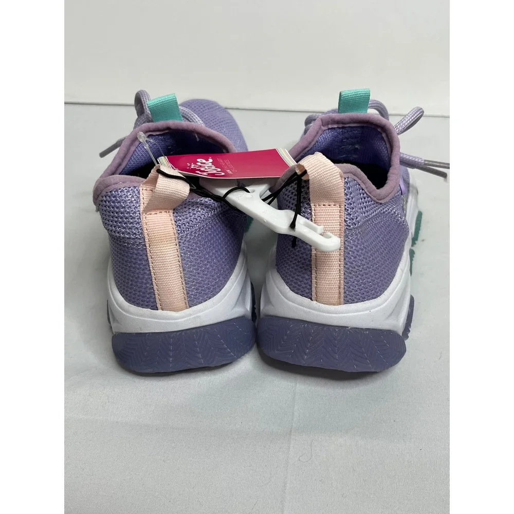 Justice‎ Sport Kids Girls Purple Mesh Lace Up Athletic Sneakers Size 4